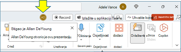 Zaslon za suradnju putem programa PowerPoint