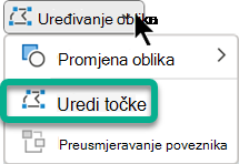 Izbornik Uredi točke dostupan je na kartici Oblik oblika kada je oblik odabran u programu PowerPoint.