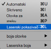 Na skočnom izborniku odaberite laserski pokazivač