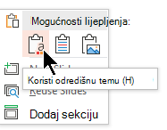 U odjeljku Mogućnosti lijepljenja odaberite prvu mogućnost, Koristi odredišnu temu
