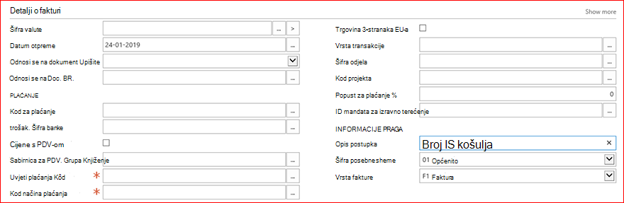 Detalji o fakturi iz prodajne fakture