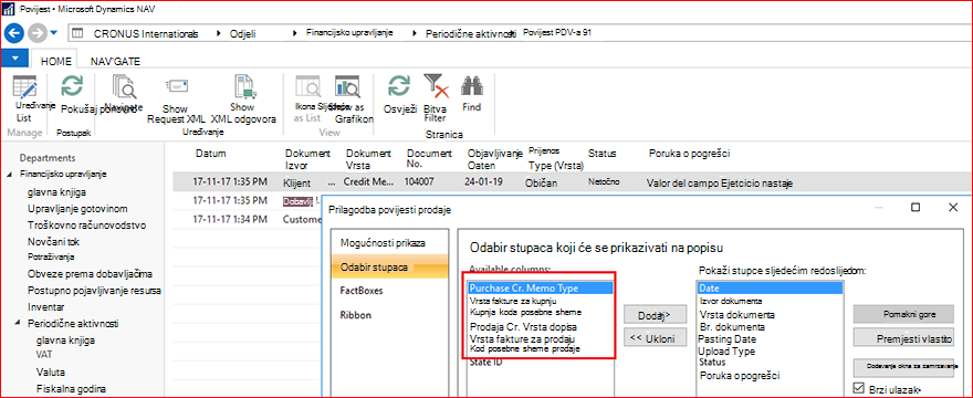 Snimka zaslona o unošenju izmjena u dokument