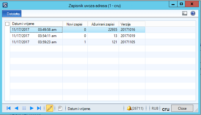 Uvoz iz FIAS-a – statistički zapisnik