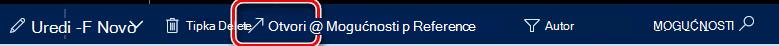 Na ovoj se slici prikazuje kako kliknuti gumb Otvori u glavnom izborniku.