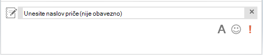 Snimka zaslona s područjem zaglavlja izravne poruke za unos naslova priče