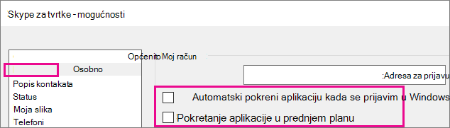 Odaberite Osobno, a zatim poništite odabir mogućnosti za automatsko pokretanje.
