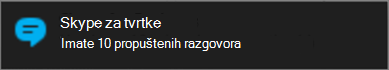 Obavijesti o propuštenim porukama putem upozorenja sustava Windows