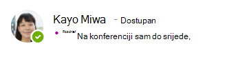 Poruka o prisutnosti za aplikaciju Kayo