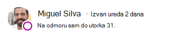 Poruka o prisutnosti za Miguela