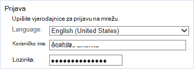 Prijava pomoću vjerodajnica za prijavu na mrežu