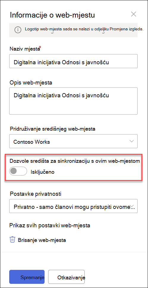 snimke zaslona uključivanja i isključivanja sinkronizacije povezanih web-mjesta