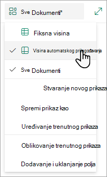 Kada ste u načinu rada prikaza rešetke, vidjet ćete mogućnosti za fiksnu visinu i visinu samoprilagodbe.