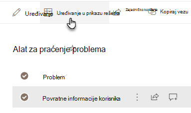 Uređivanje u prikazu rešetke