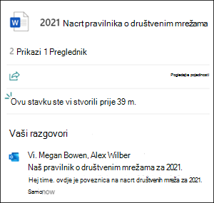 Razgovori na kartici datoteke
