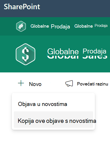 Stvaranje kopije objave novosti