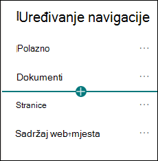 Dodavanje prozora za navigaciju s odabranom mogućnošću veze.