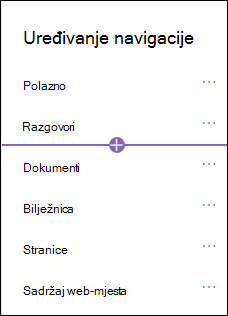 Dodavanje prozora za navigaciju s odabranom mogućnošću veze.