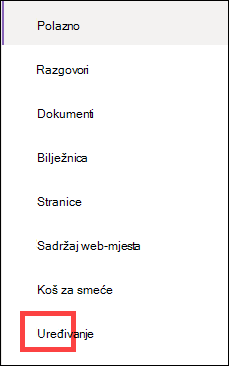 Okomiti navigacijski izbornik.