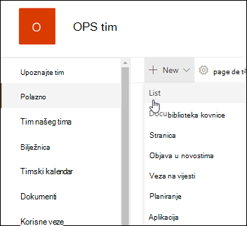 SharePoint new list