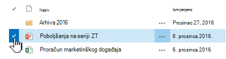 Odaberite datoteku klikom na kvačicu lijevo od naziva
