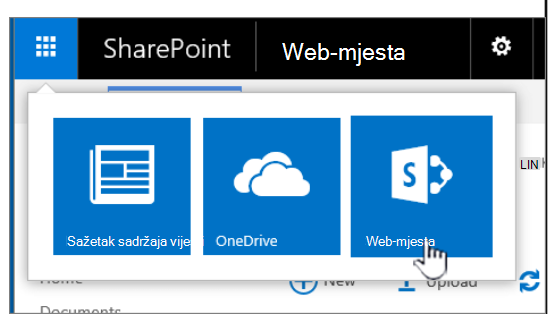 Pokretač aplikacije SharePoint s istaknutim web-mjestima