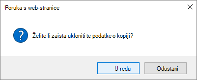 Remove link confirmation dialog box