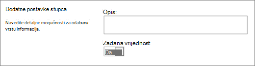 Izbori za stupac Da/Ne
