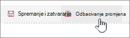 Kliknite Odbaci promjene da biste zanemarili sve promjene primijenjene na web-dijelu