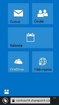 Pristup web-mjestima, bibliotekama i e-pošti pomoću navigacijskih pločica u sustavu Office 365