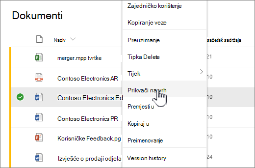 Prikvači na vrh izbornika datoteka