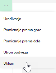 Uklanjanje veze s izbornika s lijeve strane