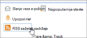Kartica Biblioteka s istaknutim RSS upozorenjem