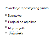 Pokretanje iz postojećeg prikaza
