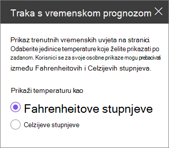 Okno alata za vremensku prognozu