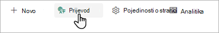 Snimka zaslona koja prikazuje gdje početi prijevod stranice sustava SharePoint.