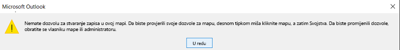 Pogreška prilikom stvaranja kontakata
