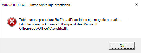 Pogreška prilikom otvaranja dokumenata programa Word