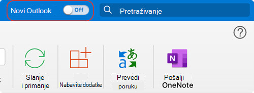 Uključivanje/isključivanje novog programa Outlook za Mac