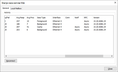 Stanje veze u programu Outlook