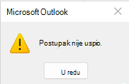 Pogreška zbog operacije programa Outlook nije uspjela