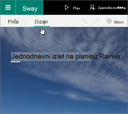 Kartica Dizajn u aplikaciji Sway.