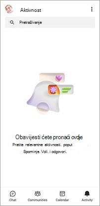 Snimka zaslona aktivnosti na besplatnoj verziji aplikacije Teams za mobilne uređaje