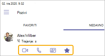Dodaj favorit s nedavnog zaslona