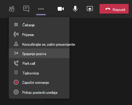 Gumb Spajanje poziva na izborniku