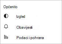 Snimka zaslona s mobilnim općim postavkama besplatne aplikacije Teams
