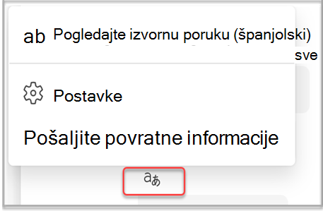 Pošaljite povratne informacije aplikaciji Teams o rezultatima prijevoda.