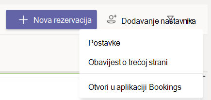 U aplikaciji Bookings otvorite Postavke za dodatne mogućnosti > .