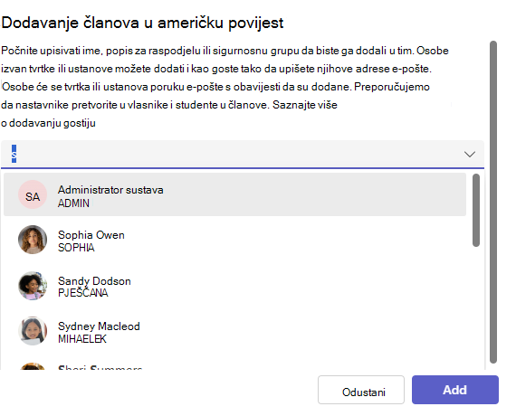 popis učenika