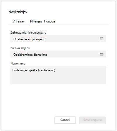 Zamijenite smjenu s kolegom iz tima u Smjenama.
