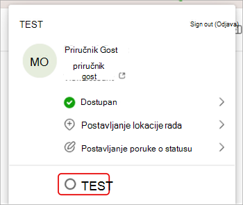 Snimka zaslona koja prikazuje kako promijeniti tvrtke ili ustanove u aplikaciji Microsoft Teams.